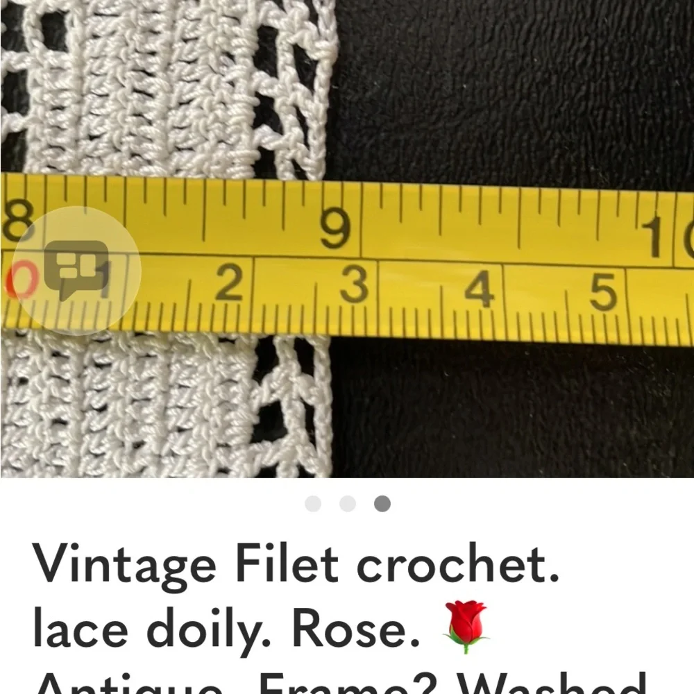 Filet Crochet Lace doily. Rose pattern. - Picture 3 of 4